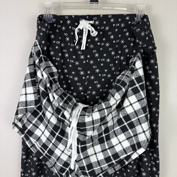Calvin Klein Women's Black Signature Detail Pants & Shorts Pajama Set Sz XL NWOT - Picture 3 of 7